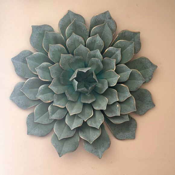 Lotus Stylecraft 23.6" W Green Floral Metal Wall Art 3-D